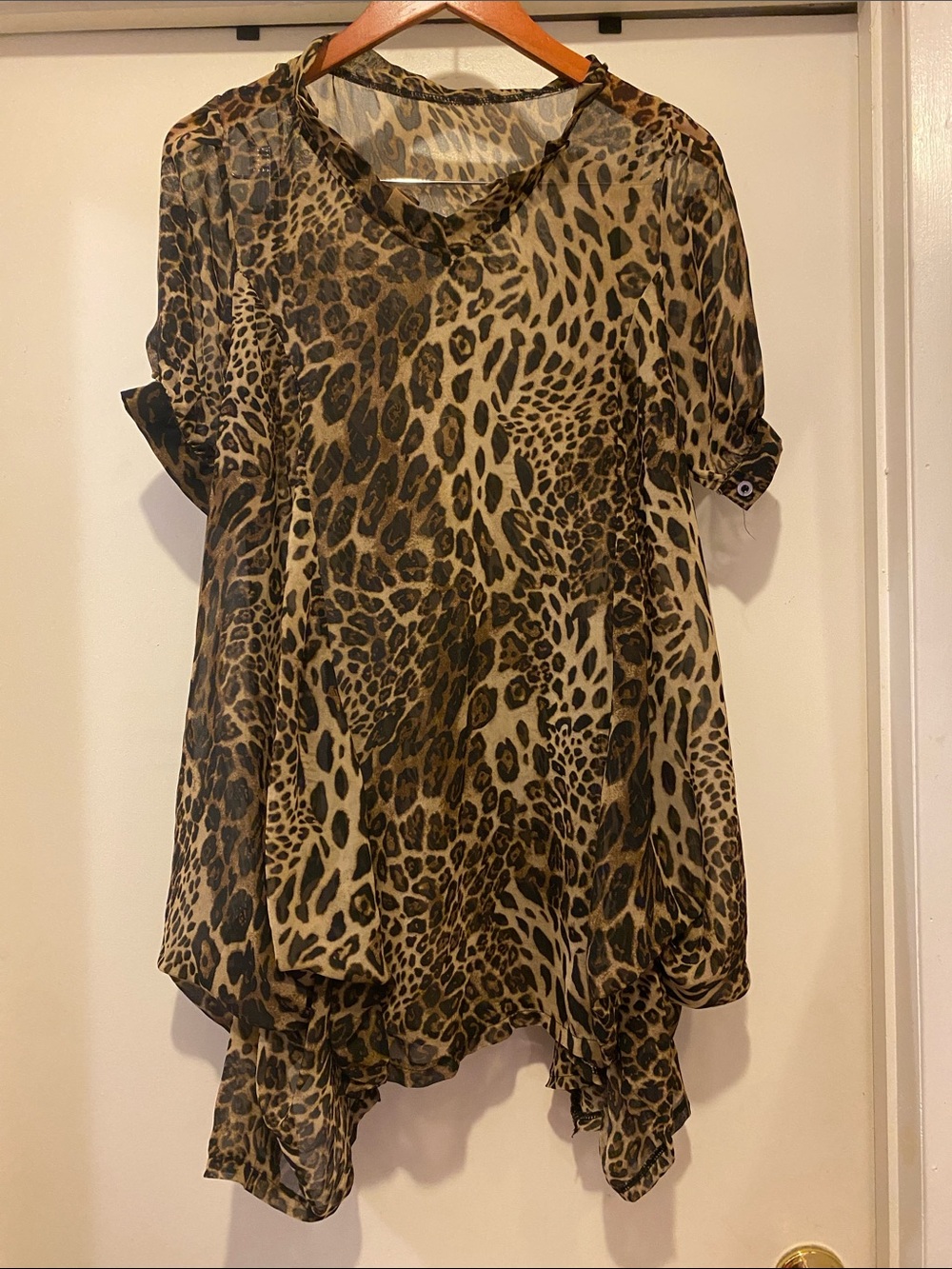 Leopard Print Mini Dress or blause. Brown Animal Print